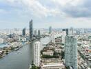 High-rise buildings along a river in a city