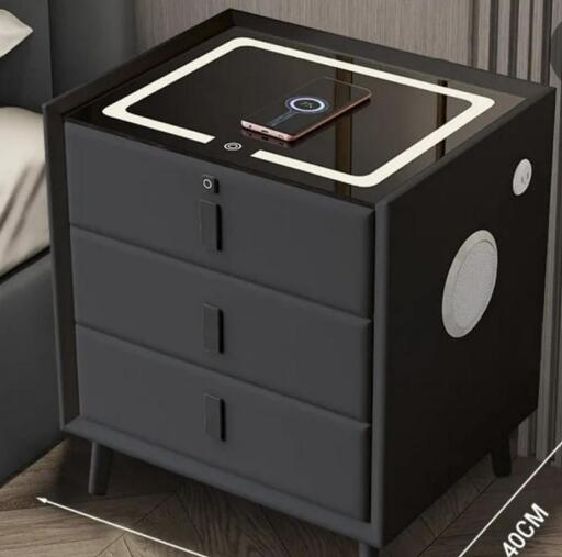 Modern bedside table with wireless charging