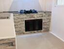 Modern kitchen with tiled walls and built-in stove