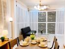 Modern living room with dining area and furniture