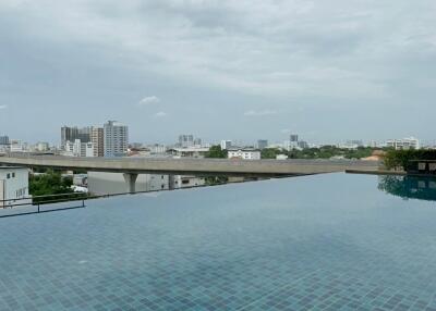 Infinity pool with city view