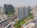 High-rise apartment buildings with cityscape view