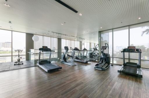 Modern apartment gym with exercise equipment