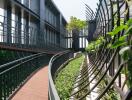 Modern building corridor with green plants