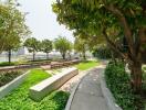 Beautifully landscaped outdoor garden with seating areas