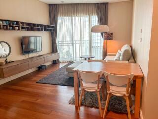 Modern living room with dining area