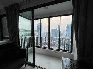 Modern balcony with city view