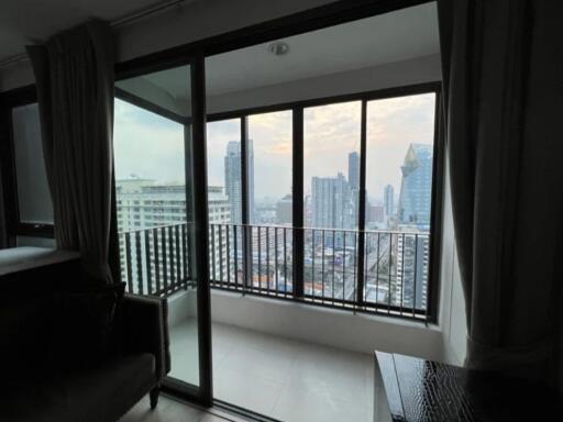 Modern balcony with city view