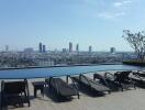 Rooftop infinity pool with city skyline view