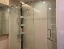 Modern bathroom with glass shower enclosure