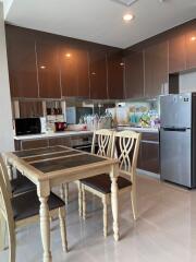 Modern kitchen with dining table