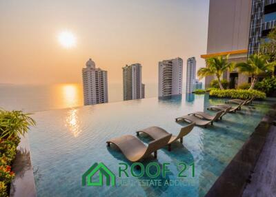For salel! New room with direct sea view: The Riviera Wong Amat 1 Bed 1 Bath 35 sqm. On the 6th floor