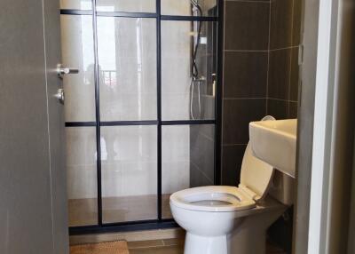 Modern bathroom with shower and toilet