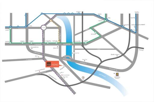 City map showing street names, transportation routes, and notable locations.