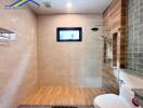 Modern bathroom with shower and toilet