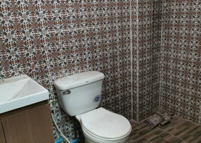 Bathroom with patterned tile