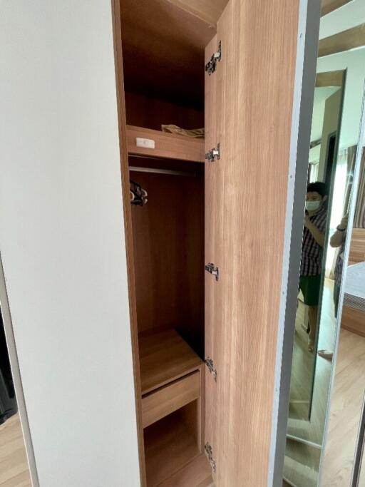 Open wardrobe in bedroom