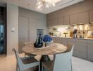 Modern kitchen with dining area