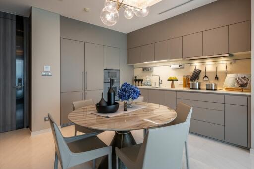 Modern kitchen with dining area