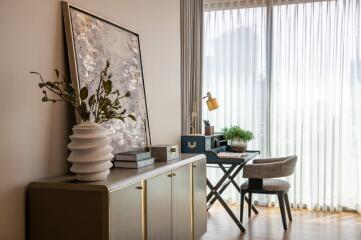 Modern study room with a desk and chair by the window