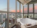 Luxurious Bathroom with City Skyline View