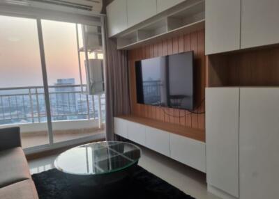 Modern living room with balcony view
