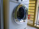 Washing machine in laundry area