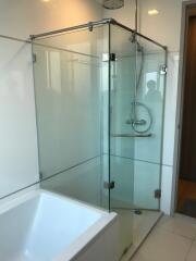 Modern bathroom with glass shower enclosure