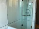 Modern bathroom with glass shower enclosure