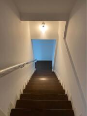 Staircase with wooden steps and handrail