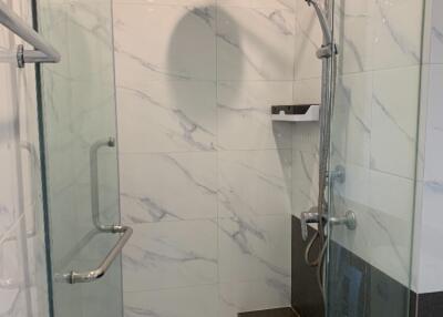 Modern bathroom with a glass shower enclosure