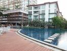 Outdoor pool area of residential building