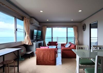 Cozy living room with ocean view