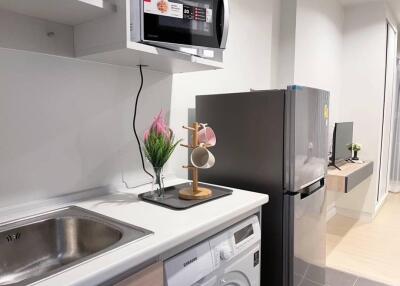 Modern kitchen with appliances and decorative elements