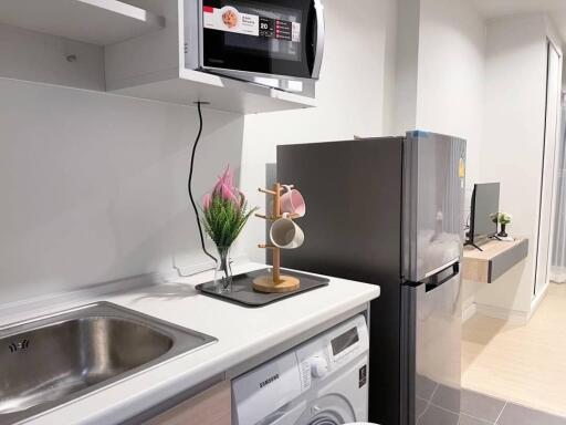 Modern kitchen with appliances and decorative elements