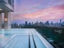 Rooftop pool with city skyline view