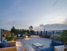 Modern rooftop terrace with city view