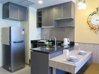 Modern kitchen with dining area