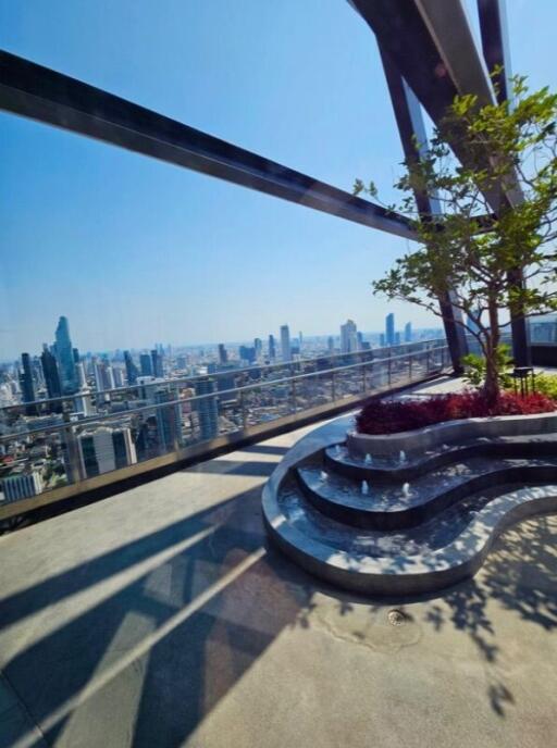 Rooftop terrace with city skyline view