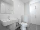 Bright and modern bathroom with white tiles