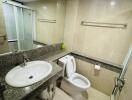 Modern bathroom with granite countertop