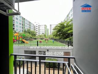 View of the courtyard and playground from the building