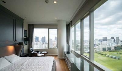 Modern bedroom with city view