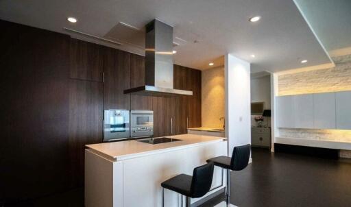 Modern kitchen with island and bar stools