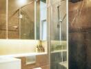 Modern bathroom with glass shower and toilet