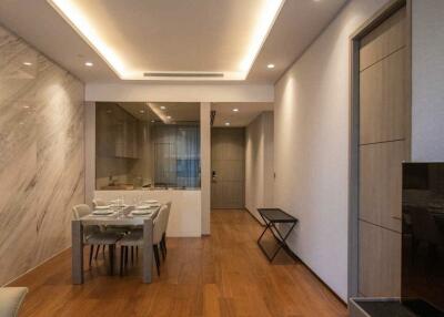 Modern dining area with table and chairs