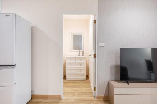 Living area with a view towards a doorway