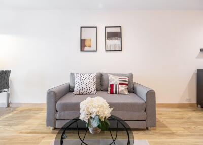 Modern living room with sofa and decor