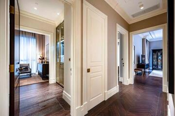 Elegant hallway with view into adjacent rooms