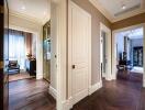 Elegant hallway with view into adjacent rooms